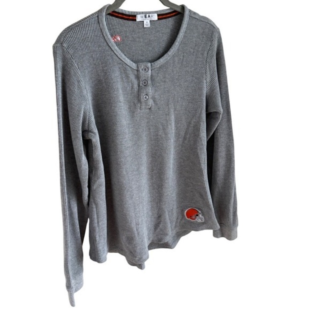 WEAR by Erin Andrews‎ Browns Waffle Henley Top Gray Medium - Picture 3 of 7